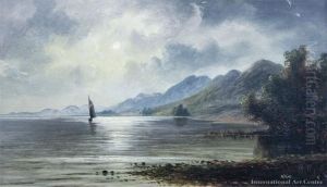 Moonlit Lake Scene by Thomas Reginald Attwood