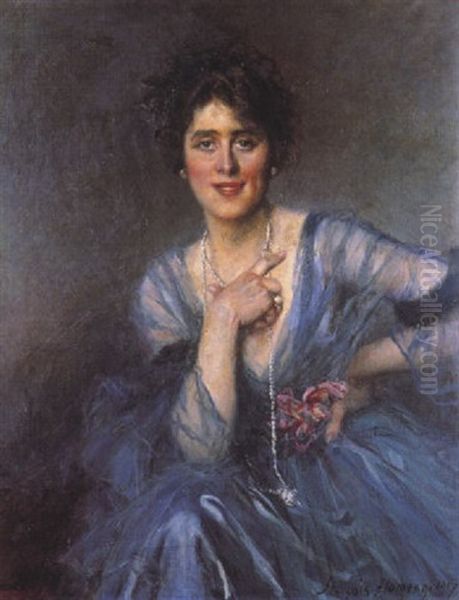 Portrait De Femme A La Robe Bleue - view 1