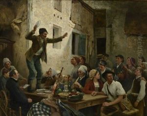 Scene De Vente Aux Encheres Dans Le Nord by Flameng, Leopold