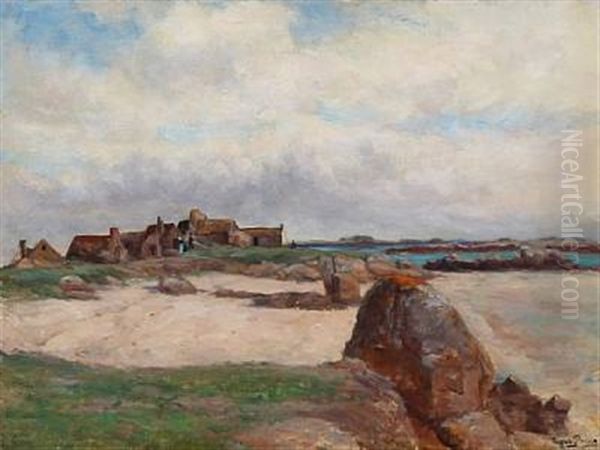 Rocky Coastal Landscape With Buildings And A Few People - view 1