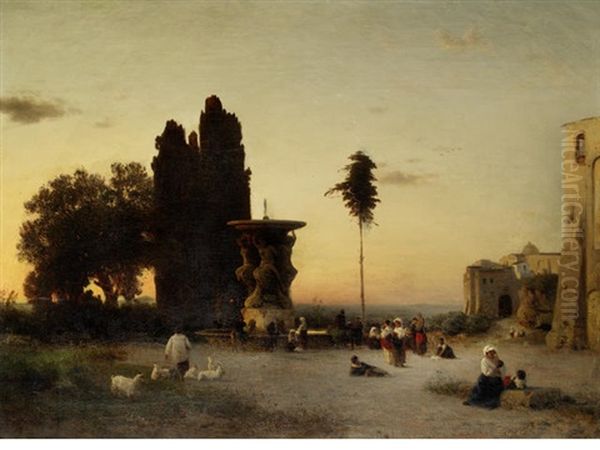 The Town Square At Twilight - view 1
