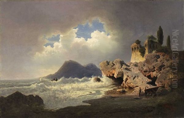 A Rocky Coastline With The Ruins Of A Fort - view 1