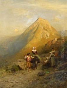 Abendstimmung In Den Italienischen Bergen by Albert Flamm