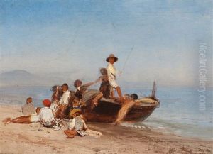 Mediterrane Fischerszene Am Meer (study)