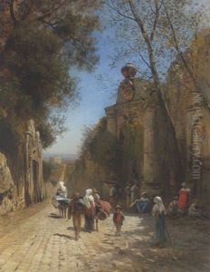 Italienische Strasenszene by Albert Flamm