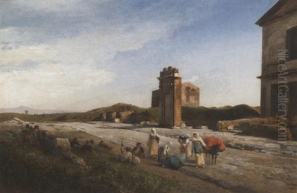 Rastende Bauern Und Marktfrauen Auf Der Via Appia - view 1