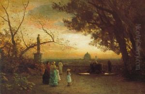 Blick Vom Park Der Villa Medici Auf Rom by Albert Flamm