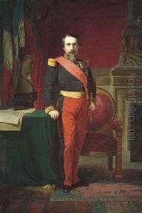 Napoleon Iii In Uniform Of Major General In His Great Cabinet At The Tuileries by Hippolyte Flandrin