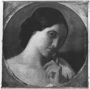 Portrait D'une Jeune Fille, Inscrit Dans Un Rond by Hippolyte Flandrin