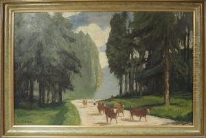 Le Troupeau En Montagne by Jules Flandrin