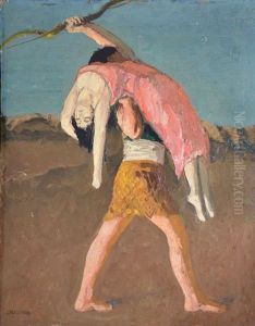 Guerrier Enlevant Une Femme by Jules Flandrin