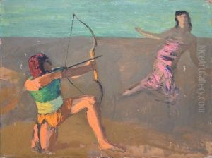 Archer Visant Une Femme by Jules Flandrin