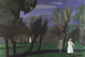 Les Joueuses De Badminton by Jules Flandrin