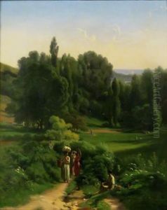 In The Roman Compagna by Paul Flandrin