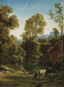 Paysage Classique Avec Personnages Pres D'un Lac Paysage Classique Avec Personnages Pres D'un Lac