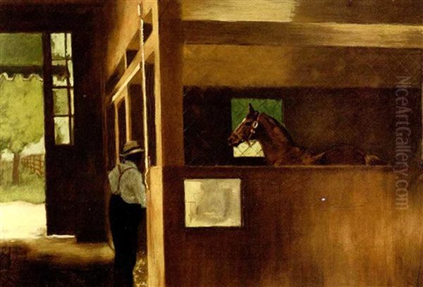 "man O'war" In A Box Stall With Will Harbut - view 1