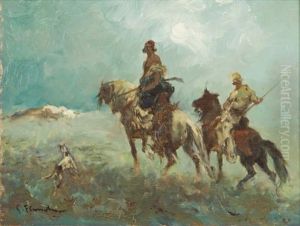 Chasseurs La Nuit En Algerie by Gustave Flasschoen