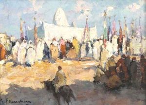 Procession Devant Le Marabout by Gustave Flasschoen