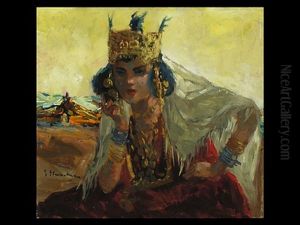 Orientalische Prinzessin Mit Krone Und Reichem Schmuck