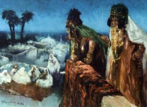 Femme Ouled Nail Sur Les Terrasses De Biskra by Gustave Flasschoen