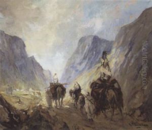 La Caravane Dans La Montagne by Gustave Flasschoen