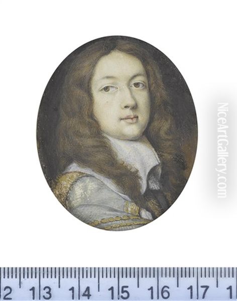 A Gentleman, Wearing Black Doublet And Grey Cloak Finished With Gold Borders, The Latter Draped Over His Right Shoulder, White Lawn Collar Drawn With Tassels - view 1