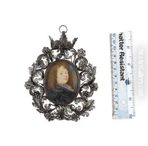 A Gentleman, Wearing A Black Robe Over A Grey Chemise, His Brown Hair Worn Long by Thomas Flatman