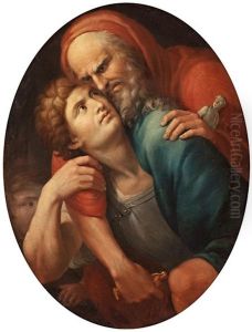 Eneas, Anquises Y Ascanio Huyendo Del Incendio De Troya by Jose Bernat Flauge