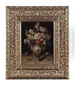 Memento Mori Au Bouquet De Tulipes, Insectes, Coquillages Et Pieces De Monnaies