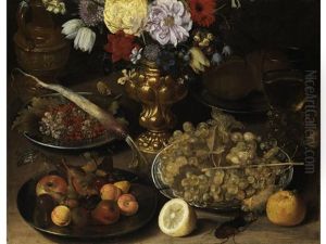 Stillleben Mit Blumenstraus Und Obst by Georg Flegel