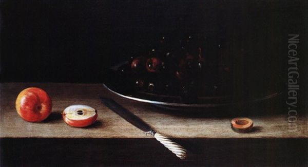 Stillleben Mit Pflaumen, Apfeln Und Messer - view 1