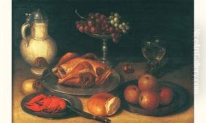 Nature Morte A La Coupe D'orfevrerie Remplie De Verreries, Rohmer Monte Et Fruits Dans Une Niche by Georg Flegel