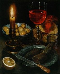 Stilleben Mit Kerze, Fisch Und Maus by Georg Flegel