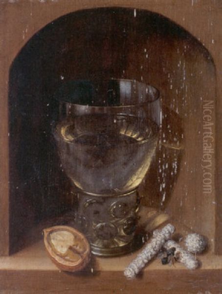A Roemer, A Walnut And Sugar In A Stone Niche - view 1