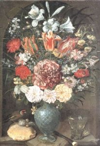 Still Life Of Lilies, Tulips, Roses And Other Flowers by Georg Flegel