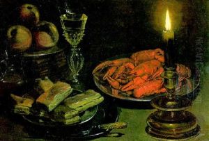 Stilleben Mit Krebsen, Glas Und Kerze by Georg Flegel