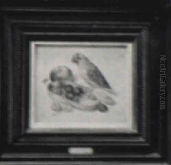 Still Life Of Tropical Bird, Blue Bottle, Fruit And Nuts - view 1