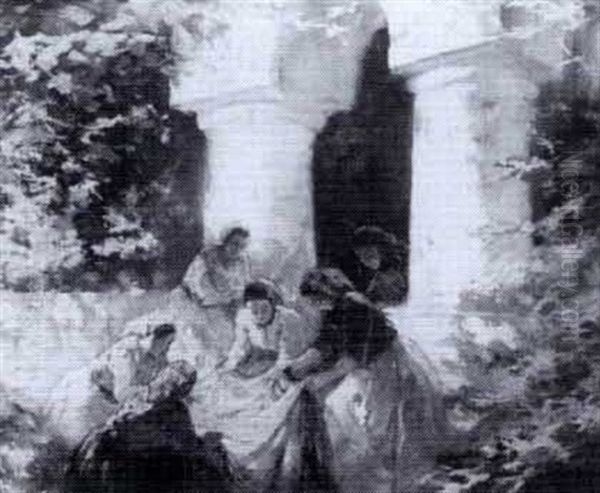 Spanish Women In A Yard - view 1