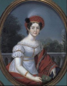 An Extremely Fine Portrait Of Catherine Paulovna, Grand Duchess Of Russia, Queen Of Wiirttemberg (1788-1819), by Friedrich Fleischmann