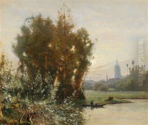 River Landscape With A City In The Background River Landscape With A City In The Background