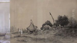 La Cabane En Bois - Chaumieres - Paysages (5 Works) by Camille Flers