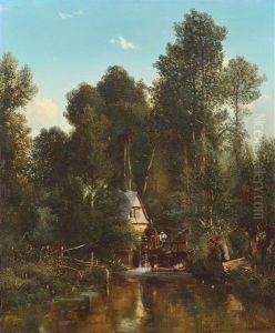 Chaumiere Et Paysanne En Bord De Rivere Chaumiere Et Paysanne En Bord De Rivere