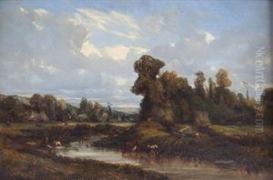 Lavandieres Et Vaches Pres D'une Riviere Lavandieres Et Vaches Pres D'une Riviere