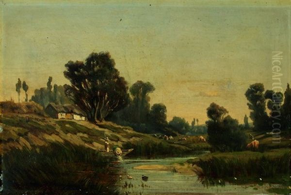Flusslandschaft Mit Wascherinnen - view 1