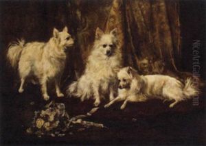 Three Pomeranians In An Elegant Interior by Camille Flers
