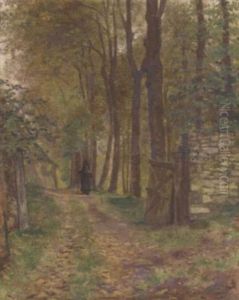 A Faggot Gatherer On A Country Lane by Blandford Fletcher