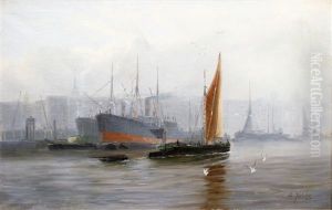 Shipping In A Port by Edward Henry Eugene Fletcher