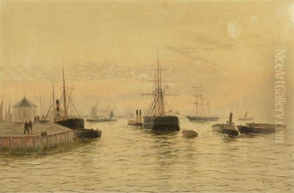 Bateaux Anglais Dans Un Port (pair) - view 1