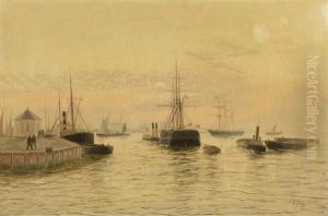 Bateaux Anglais Dans Un Port (pair) by Edward Henry Eugene Fletcher