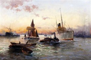 Shipping On The Thames by Edward Henry Eugene Fletcher